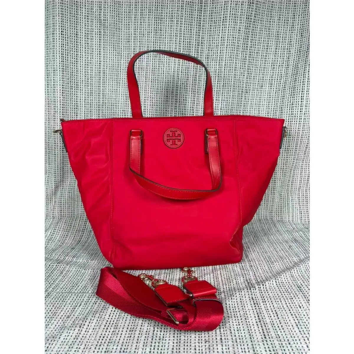 Tory Burch Nylon Small Tote Red Crossbody Bag 73205-0520