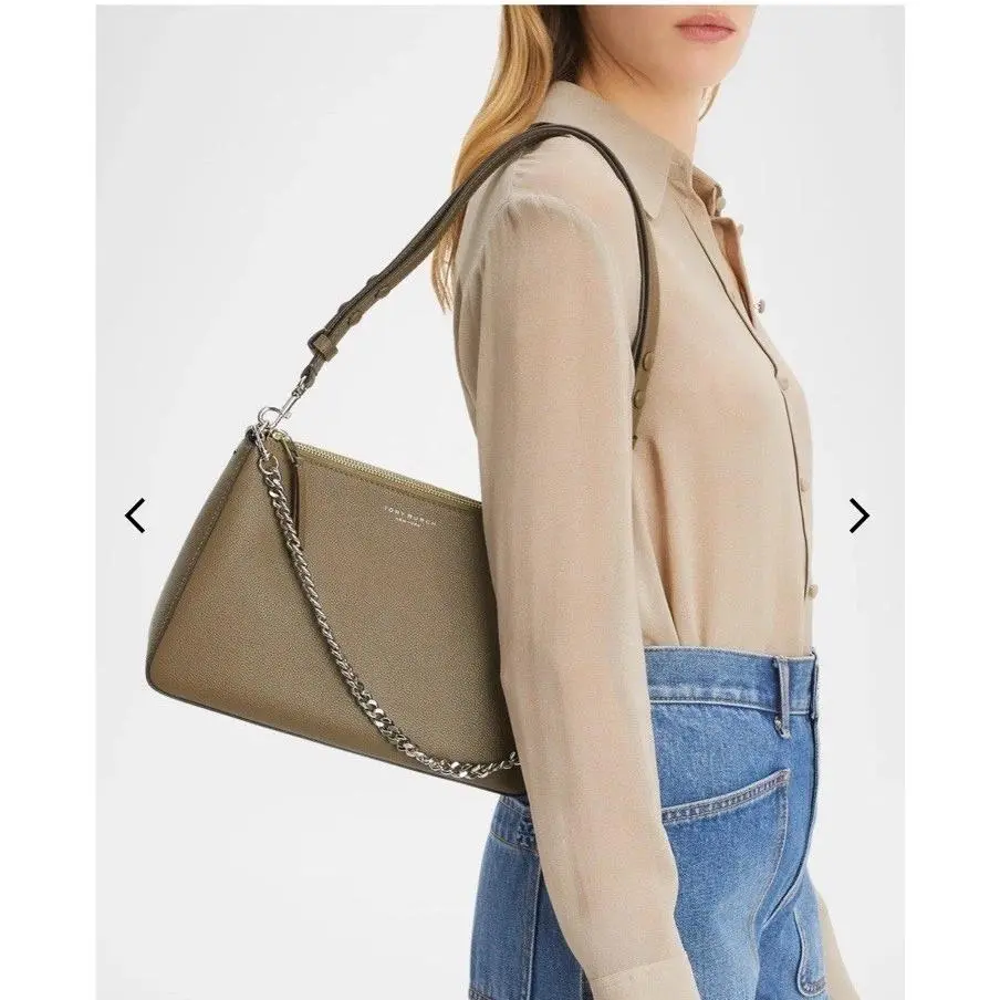 Tory Burch Perry Zip Leather Shoulder Bag Wild Mushroom Orig