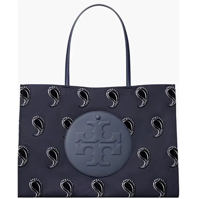 Tory Burch Ella Navy Blue Pajama Print Tote Bag