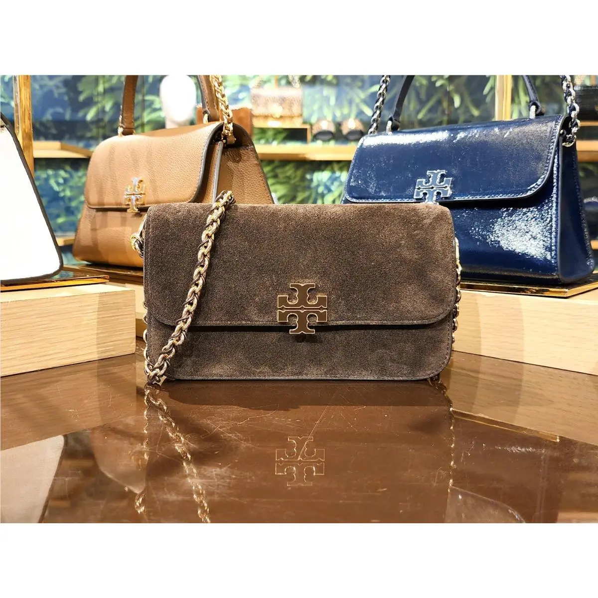 Latest Tory Burch Britten Dark Cocoa Suede Crossbody Bag Clutch Wristlet 180095
