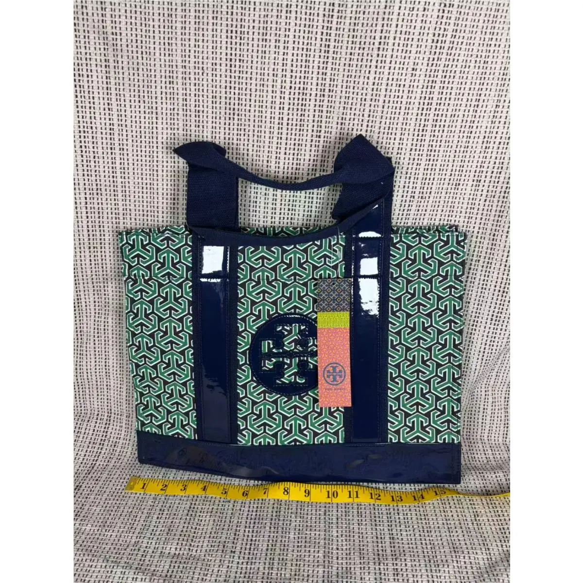 Tory Burch Women`s X Large Canvas Tote Green Bag