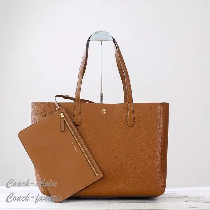 Tory Burch 85984 Blake Tote Pebble Leather Bag Zip Pouch