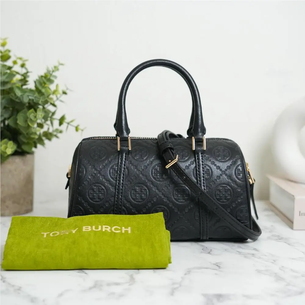 Tory Burch T Monogram Leather Petite Barrel Bag Crossbody 164873