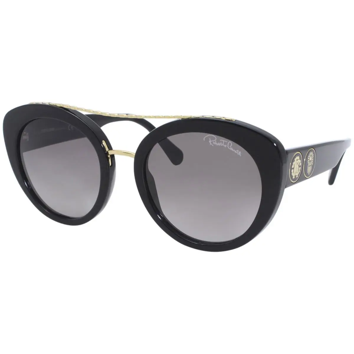 Roberto Cavalli RC1128 01B Sunglasses Women`s Black-gold/grey Gradient Lens 54mm