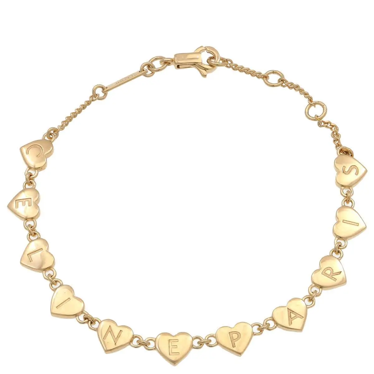 Celine Gold Heart Logo Charm Bracelet