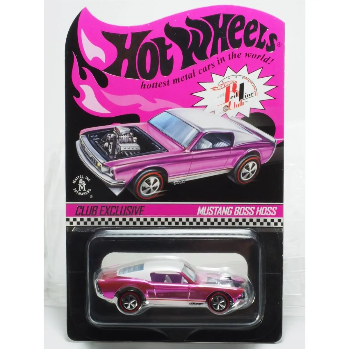 Hot Wheels Mustang Boss Hoss Pink Party Car Rlc Club Exclusive W/protector