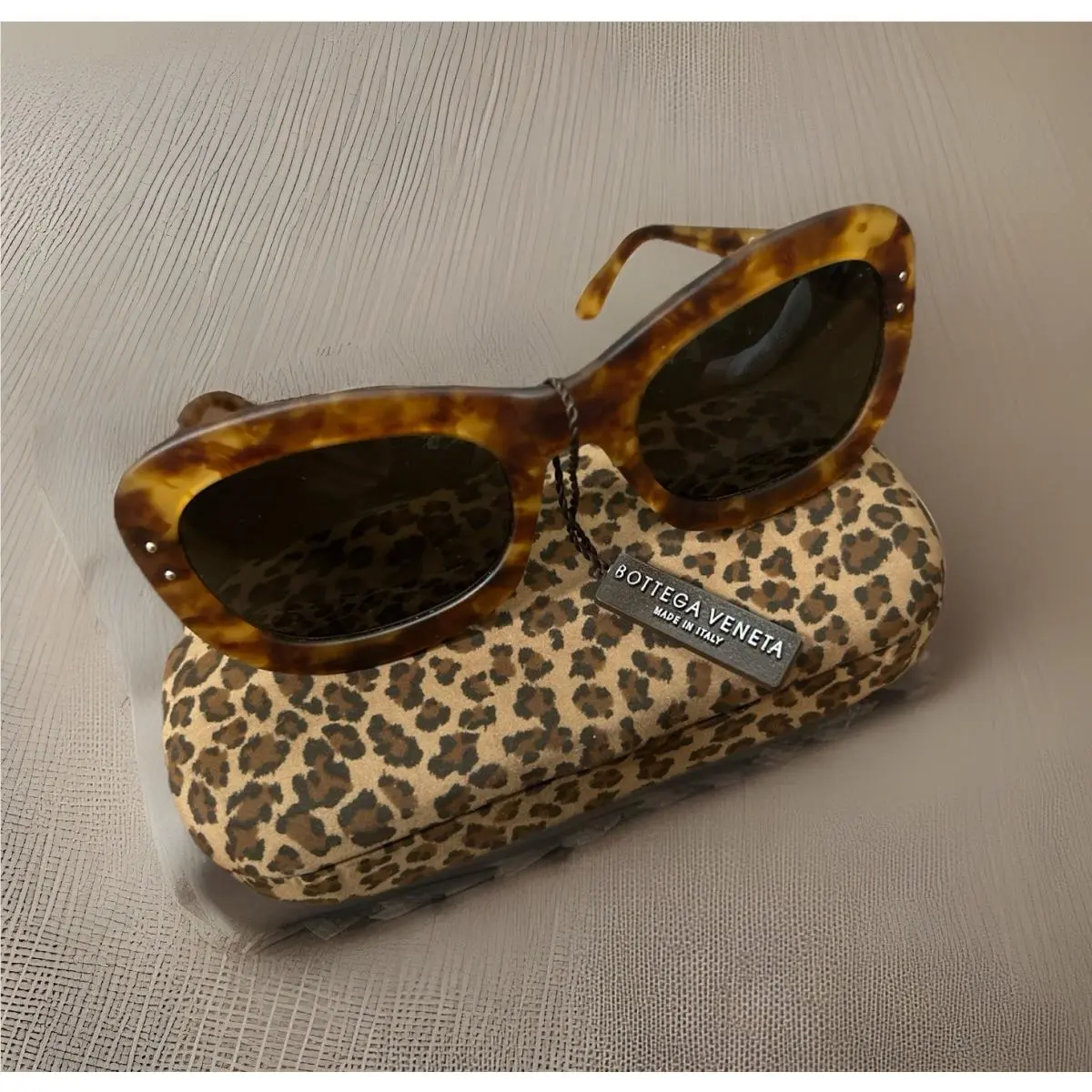 Vtg. Desginer Bottega Veneta Italy Sunglasses Tortoise Look Leopard Brown Matte