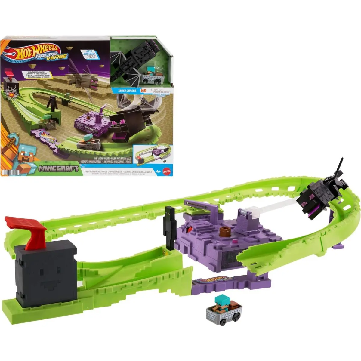 Hot Wheels Toy Car Track Set Racerverse Minecraft Playset Die-cast Diamond Ar