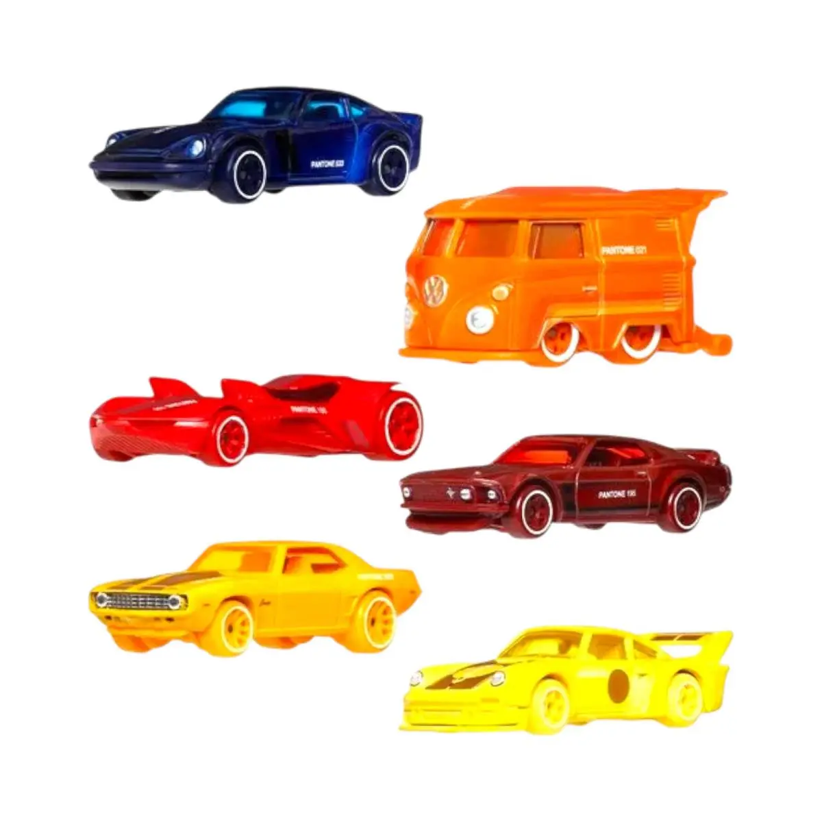 Hot Wheels Pantone Silver Series Sunset Race Mix Six Car Set 1:64 Scale Die Cast