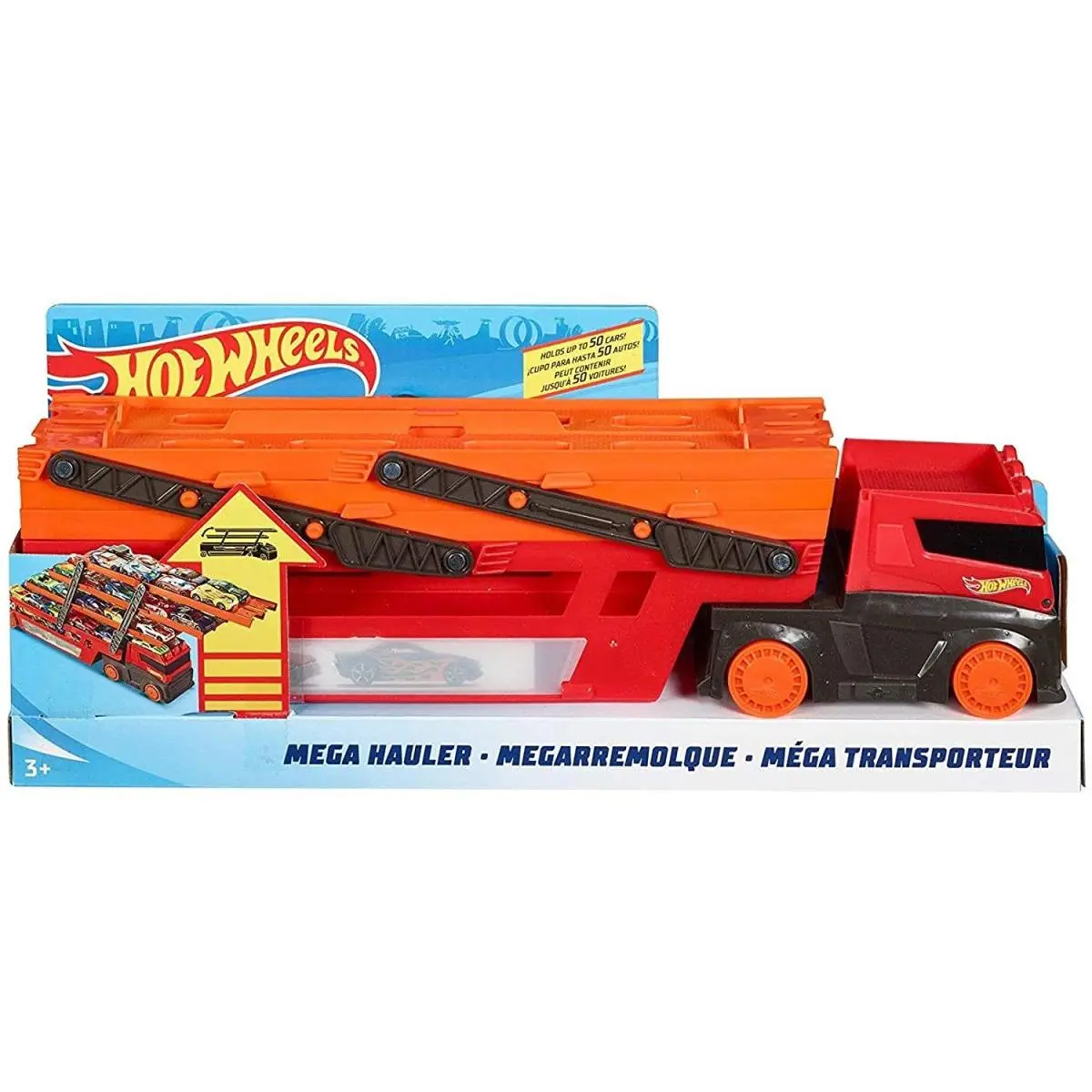 Mattel Hot Wheels Mega Hauler Vehicle 6 Expandable Levels Holds 50+ Cars GHR48
