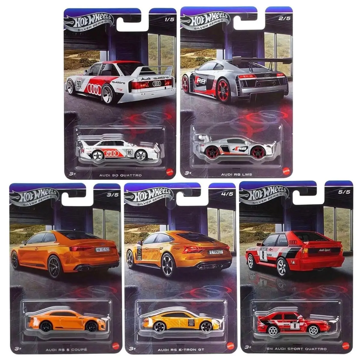 Hot Wheels Silver Series Audi 5-Car Bundle 1:64 Scale GRT01-956Q