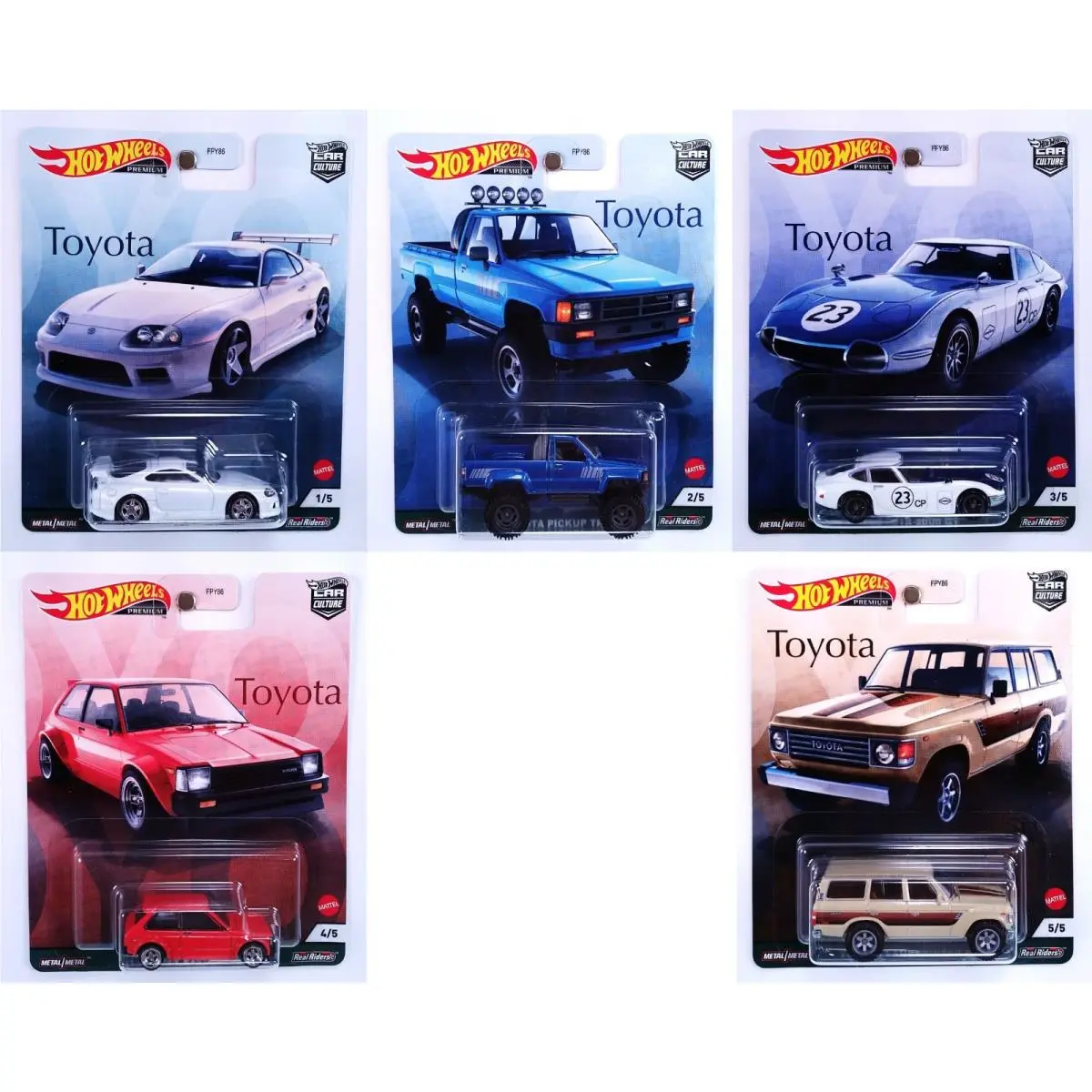 2021 Hot Wheels Toyota 5 Car Set 1-5 Supra Starlet 87 4x4 Truck GT Landcruiser