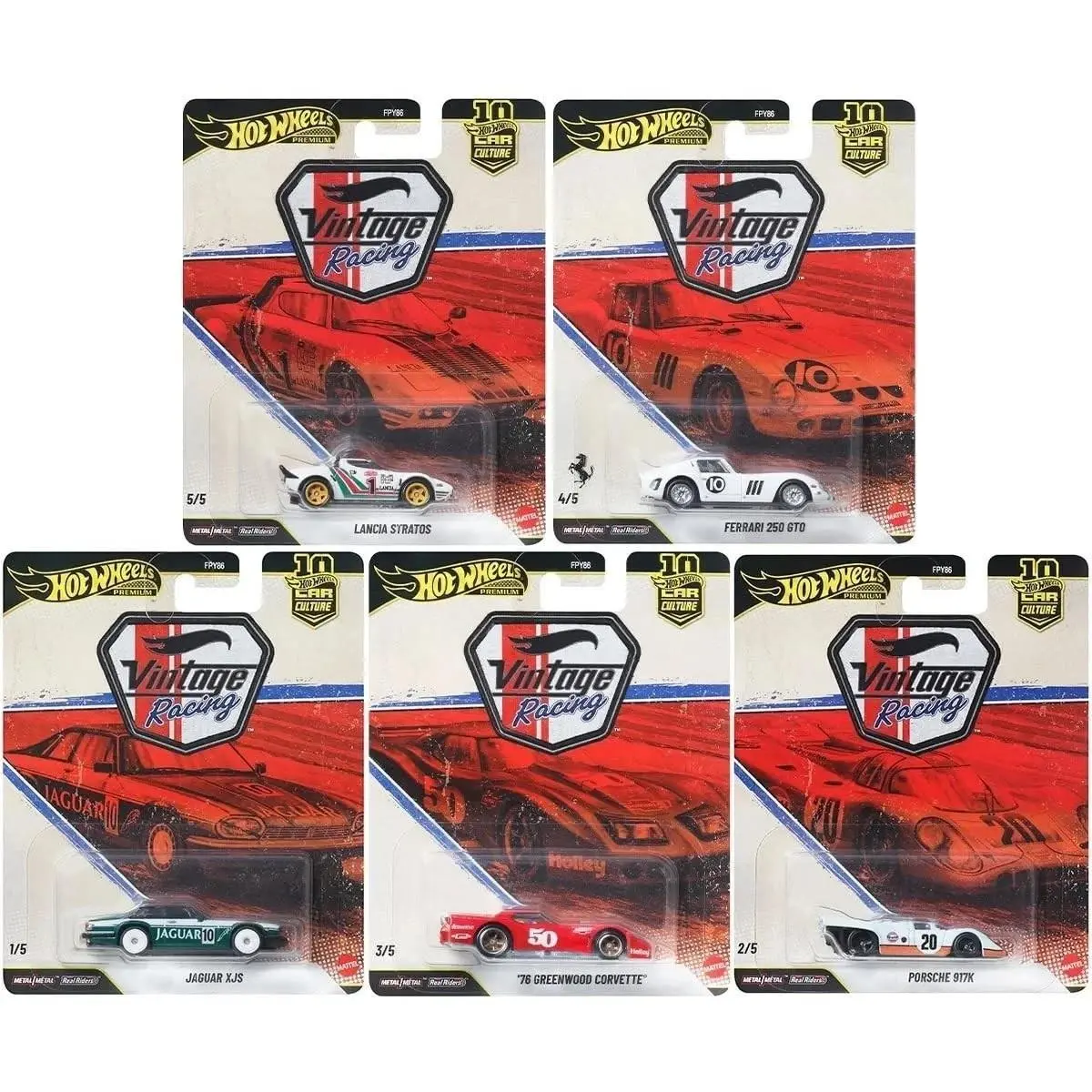 Hot Wheels Car Culture Vintage Racing 5-Car Bundle FPY86-961T