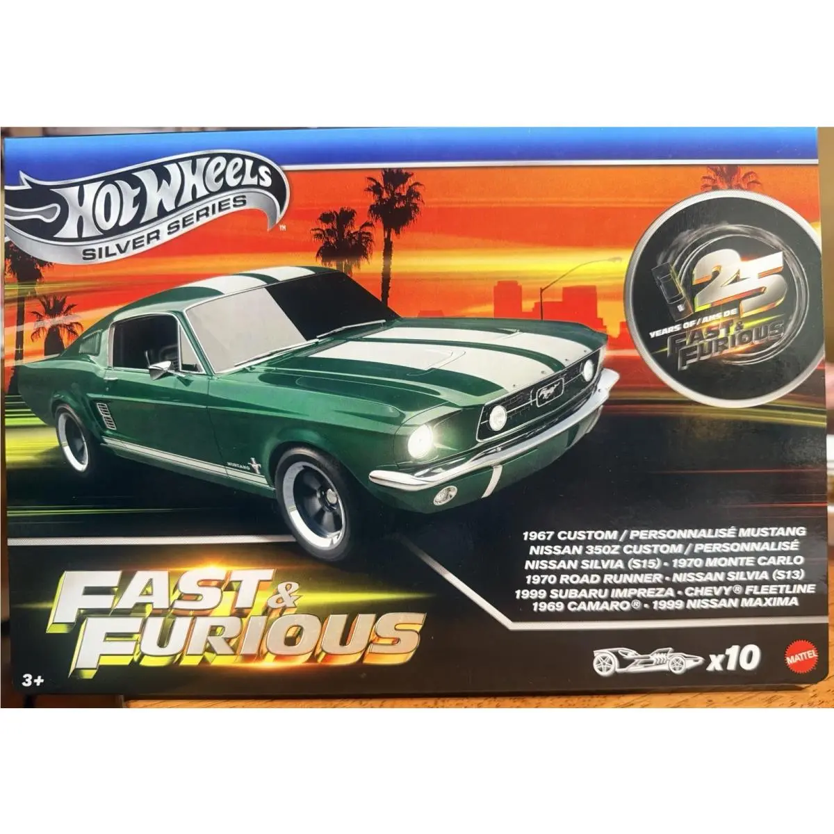 Hot Wheels 2026 Silver Series 25 Years Of Fast Furious - 10 Pack Box Set