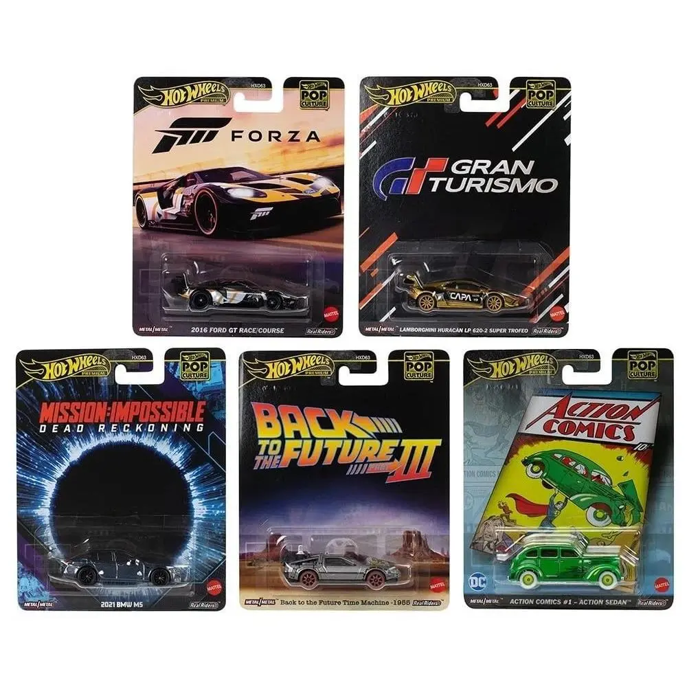 Hot Wheels Premium Pop Culture 5-Car Bundle with Real Riders HXD63-956L