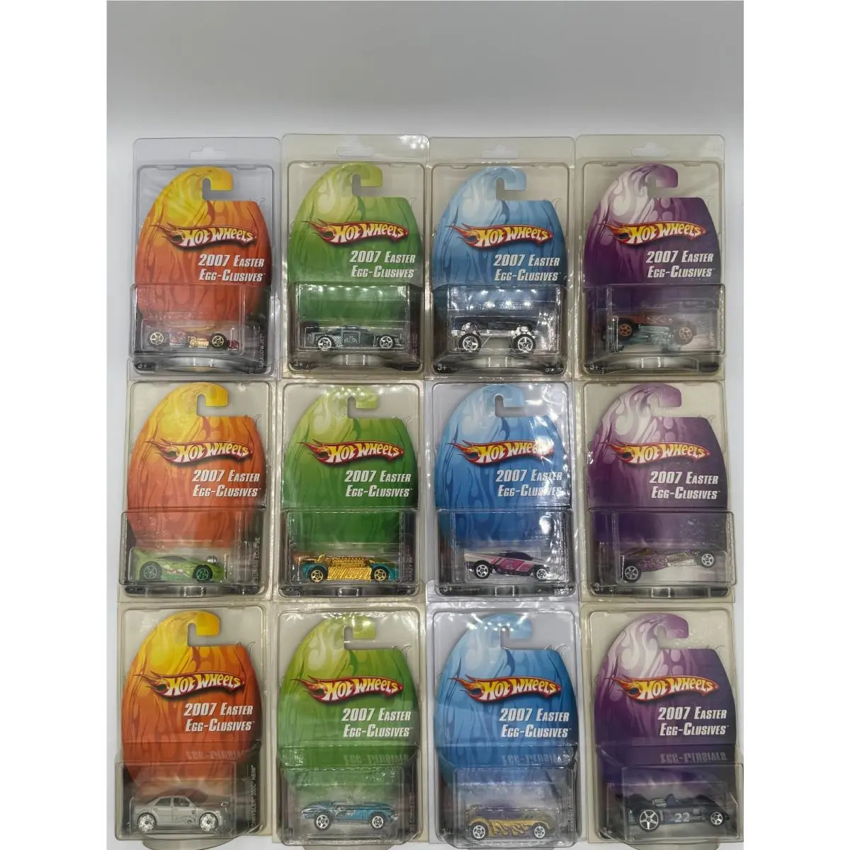 Hot Wheels 2007 Easter Egg-clusives Complete Set of 12 with Protectors