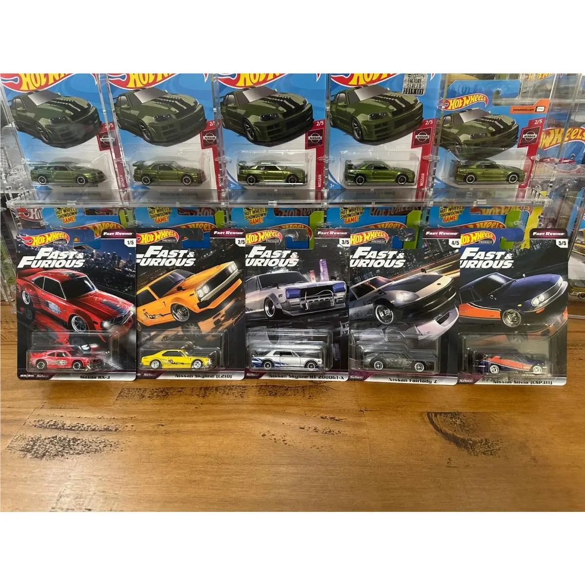 Hot Wheels 2019 Fast and Furious Fast Rewind Set Nissan Skyline Mazda W/protecto