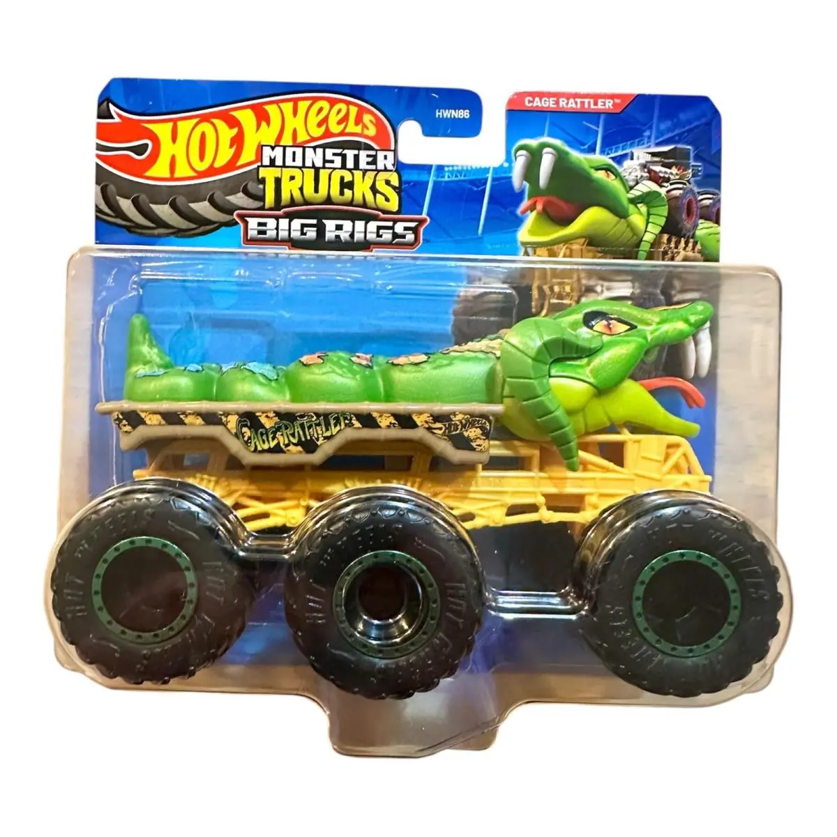 Monster Trucks Big Rigs 1:64 Scale Trailer Truck with 6 Wheels Cage Rattler