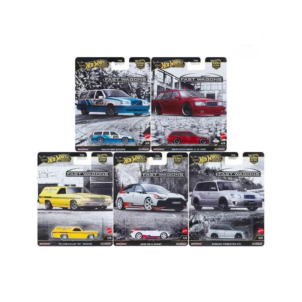 Hot Wheels Car Culture Fast Wagons Bundle of 5 Die-cast Cars FPY86-961J