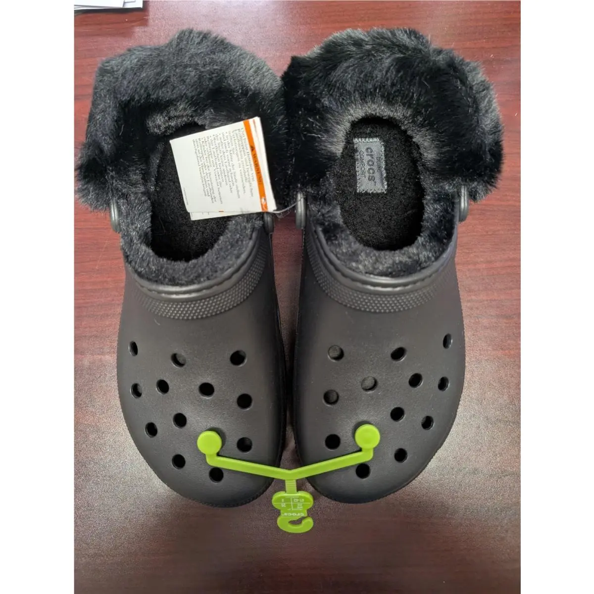 Crocs Classic Platform Fuzz Lined Clog - Black Unisex W 10 Size