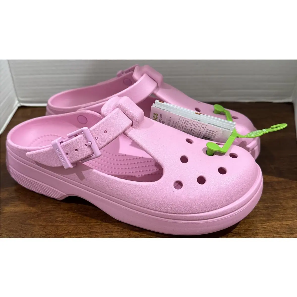 Classic Mary Jane Clog 210581 Pink Adjustable Buckle Strap Size W10 M8 by Crocs