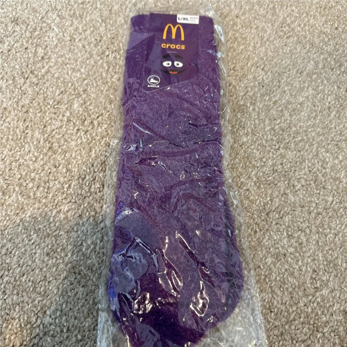 Crocs X Mcdonald’s Grimace Socks Size L/xl Purple