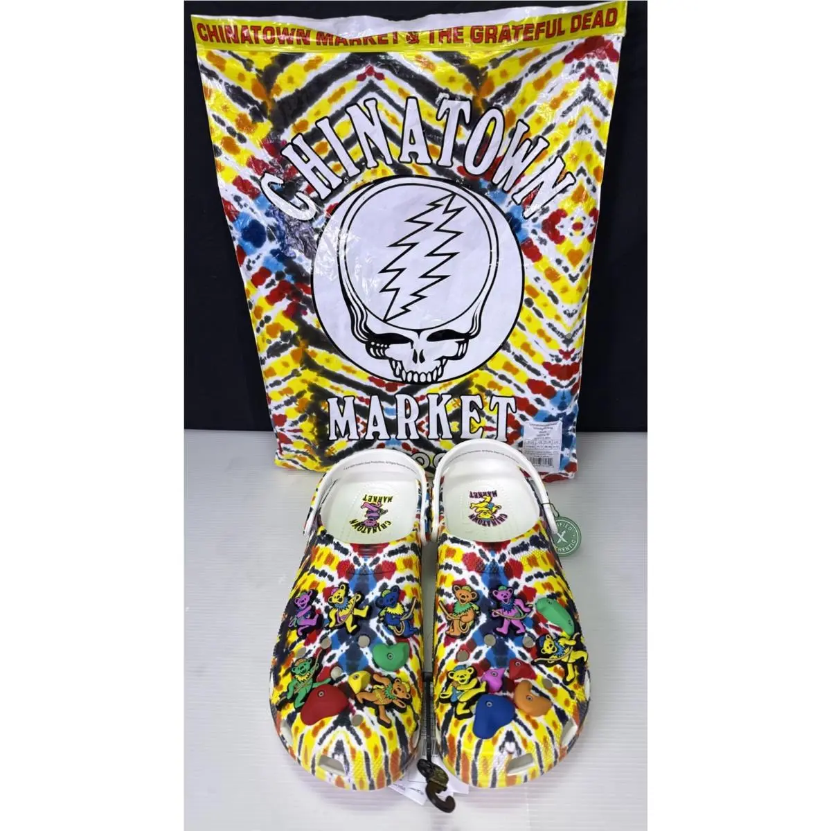 Chinatown Market x Grateful Dead Crocs Size 13 with Bag and Stock X Tag