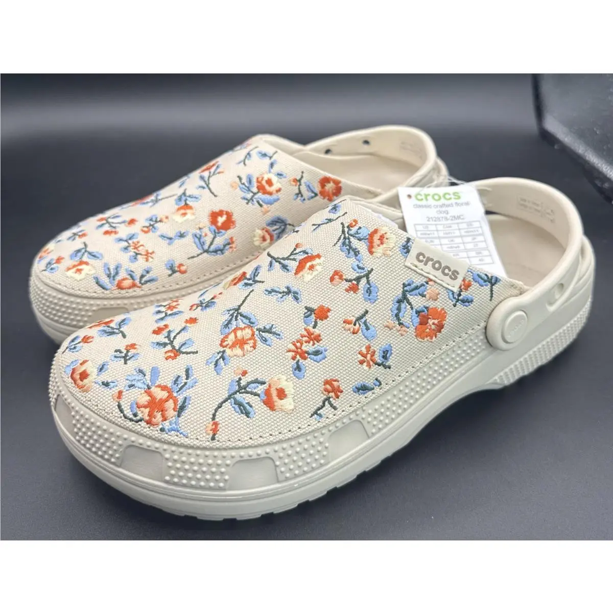 Crocs Classic Crafted Floral Clog Women 9 Pink Embroidered Cotton Candy