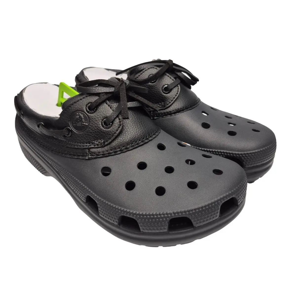 Crocs Classic Boat Shoes with Laces Men`s Size 13 All Black Unisex 212022-060