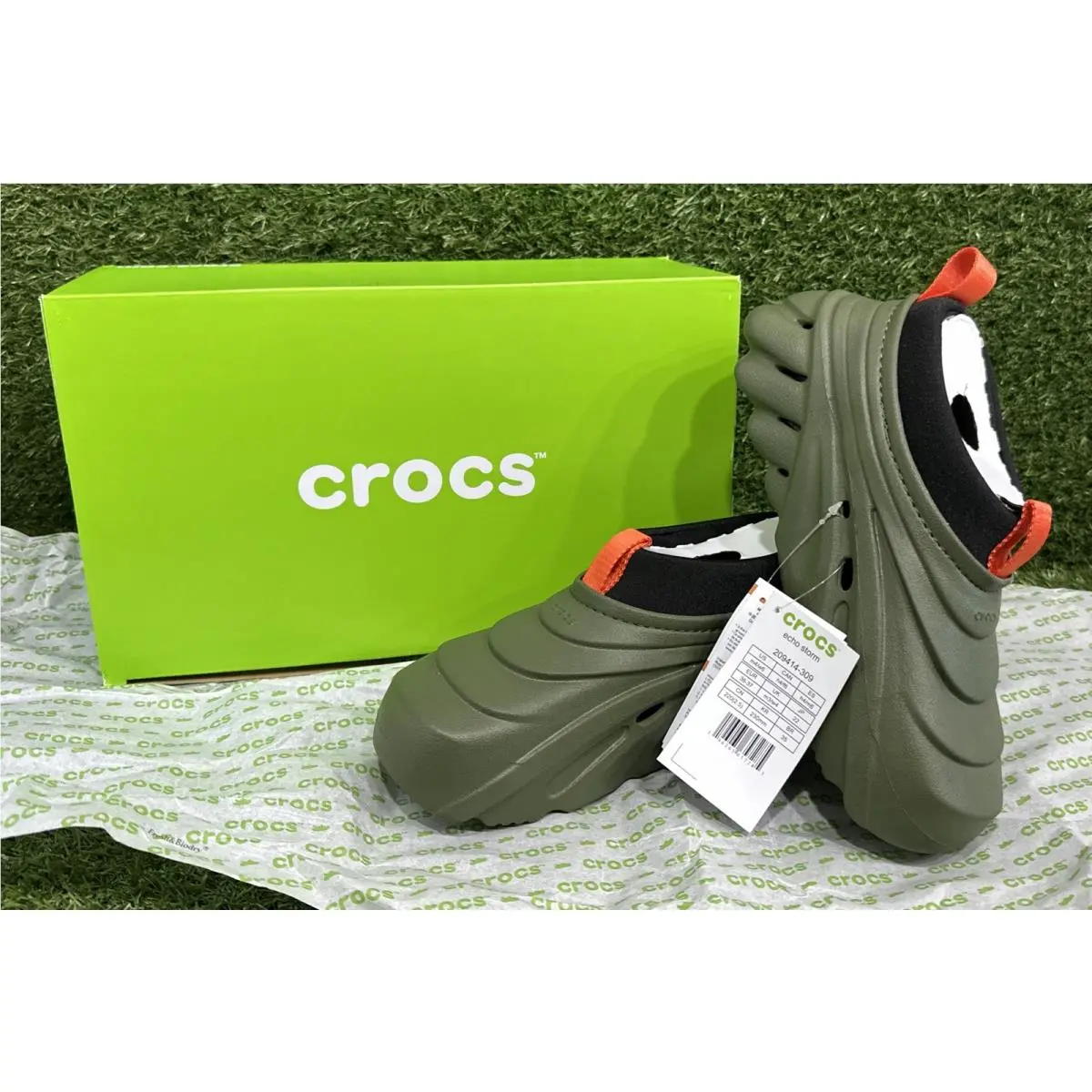 Crocs Echo Storm Sneakers Army Green Unisex’s Men 4 Woman 6 209414-309