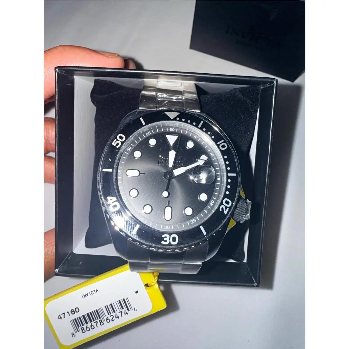 Invicta Pro Diver Men`s Quartz 44mm Black Dial SS Bracelet w/ Box