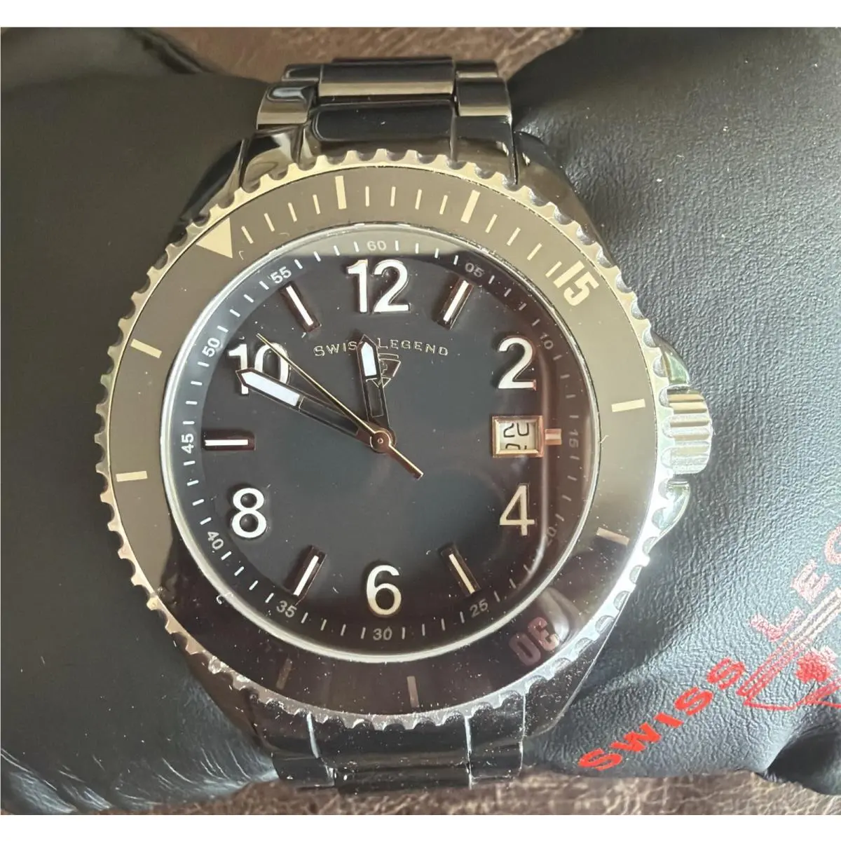 Men`s Swiss Legend Luminar Solid Black Ceramic Watch SL-11528