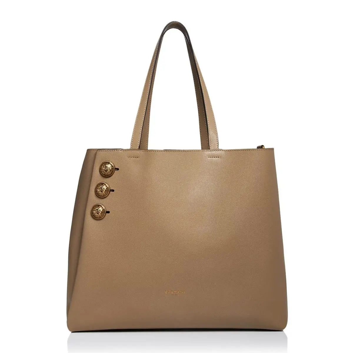 Balmain Embleme Medium Leather Shoulder Bag – Taupe