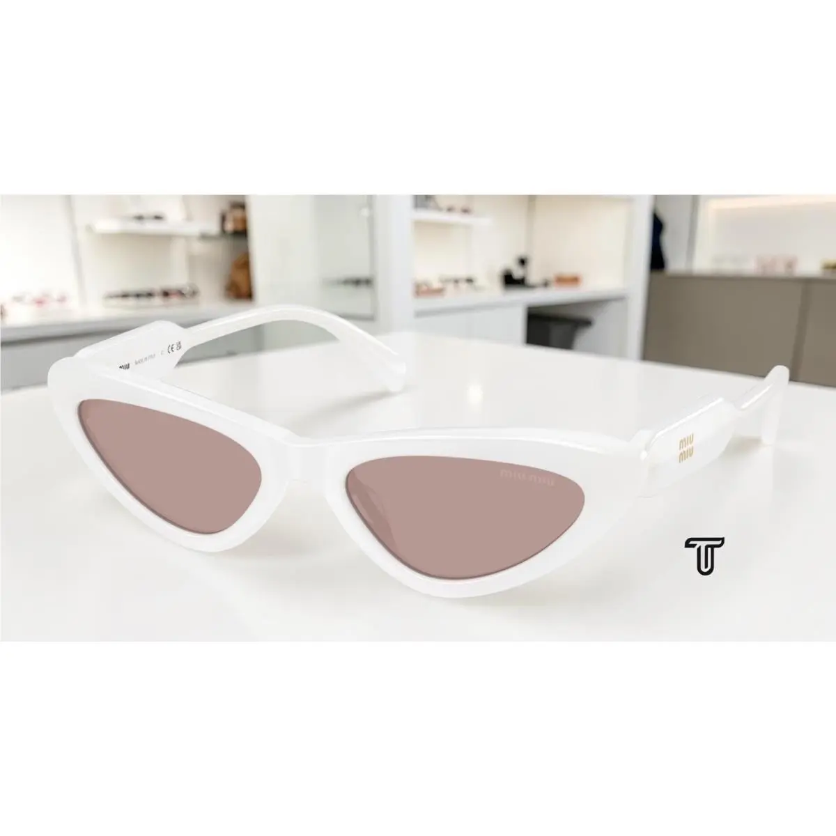 Miu Miu MU B11SU 20M20I Opal White Light Purple Brown 55 mm Women`s Sunglasses