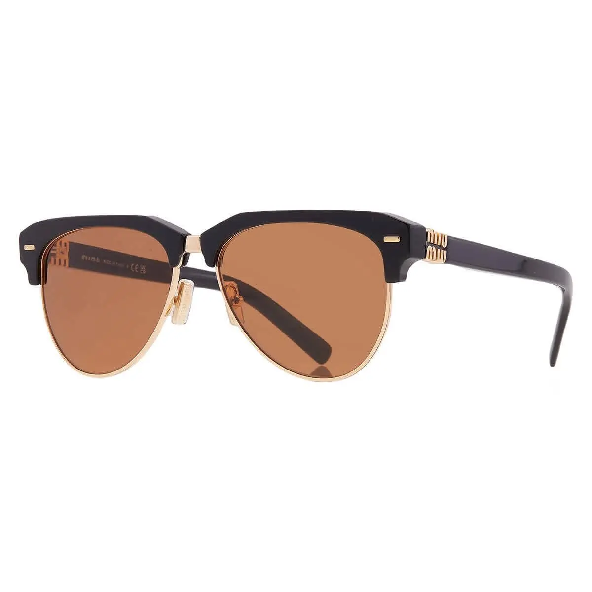 Miu Miu Brown Pilot Ladies Sunglasses MU 09ZS 1AB2Z1 57 MU 09ZS 1AB2Z1 57