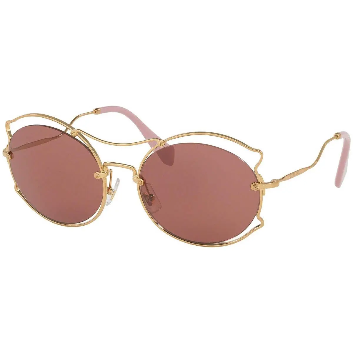Miu Miu MU50SS 7OE0A0 Antique Gold Round Sunglasses