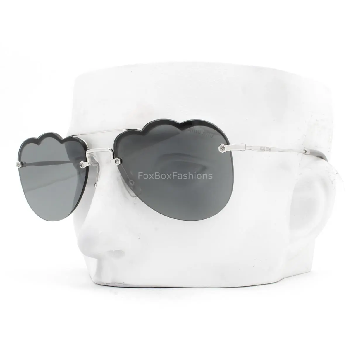 Miu Miu Sunglasses Polished Silver Metal Dark Gray Tinted Smu 56U 1BC-175 W/case