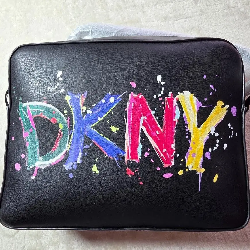 Dkny Tilly Paint Splatter Logo Camera Crossbody Black Silver Hardware R92ED974 by DKNY