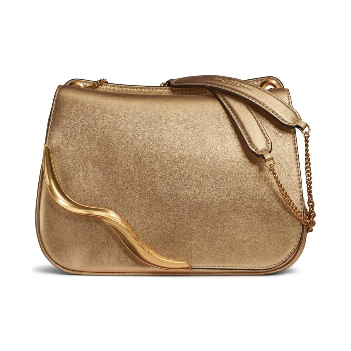 Donna Karan York Malverne Medium Metallic Crossbody Bag Gold