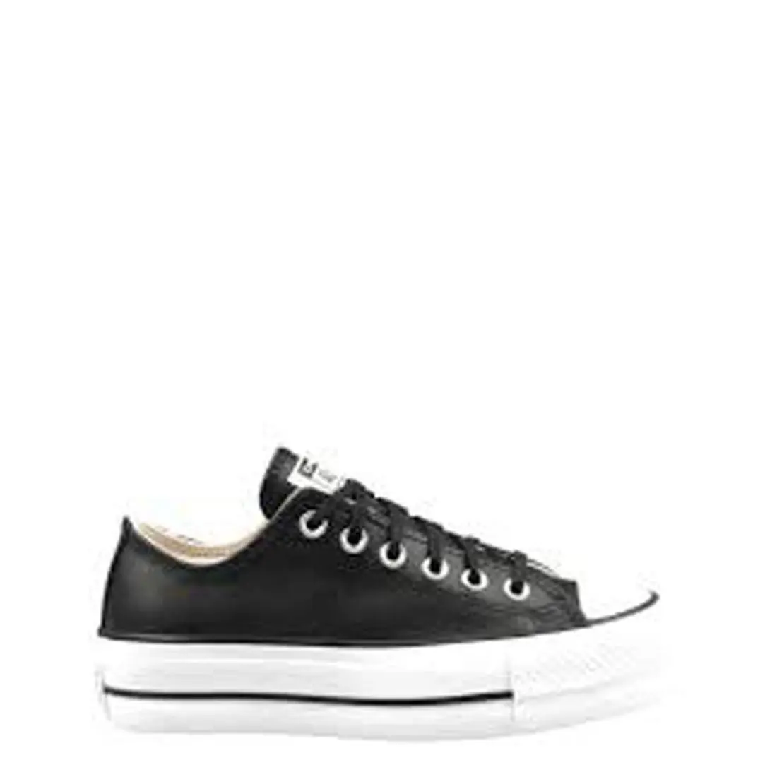 Converse Chuck Taylor All Star Leather High Top Platform Shoes Black 561681C