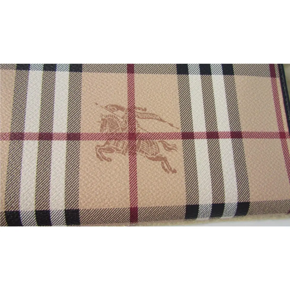 Burberry Wallet Ziggy Haymarket Italy Chocolate Dust Bag Canvas Leather