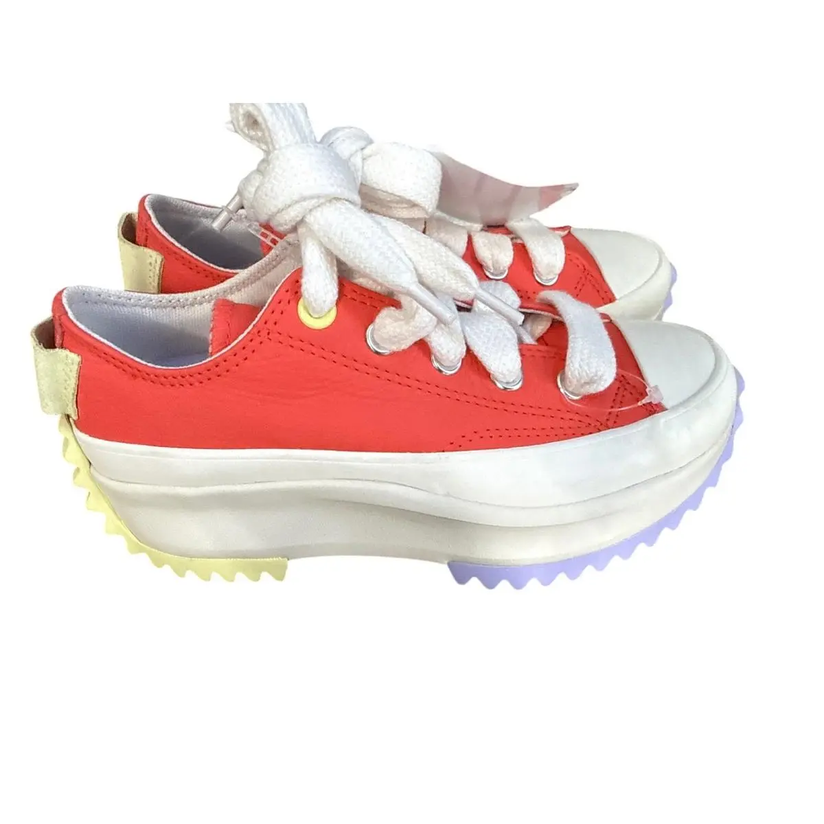 Converse Run Star Hike Sneakers Womens 3 Red Leather Platform Low Top