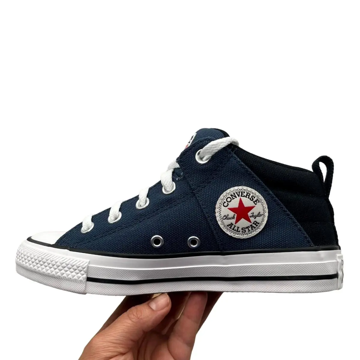 Converse Chuck Taylor All Star Youth Boy`s Mid Top Shoes Size 4 Navy Blue/black