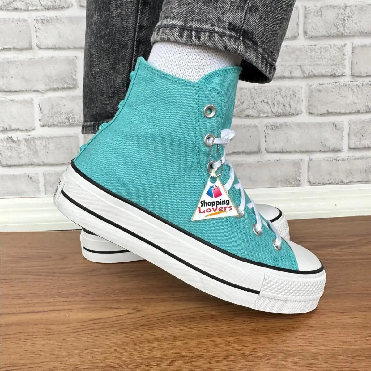 ⭐converse Chuck Taylor All Star Lift Platform Charms 8 Womens Shoes Teal A06492C