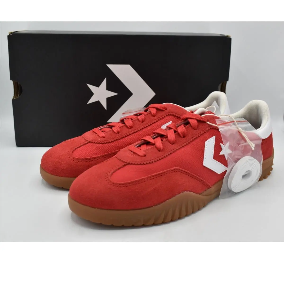 Converse Run Star Trainer OX Womens 10.5 Red White Honey Gum Suede