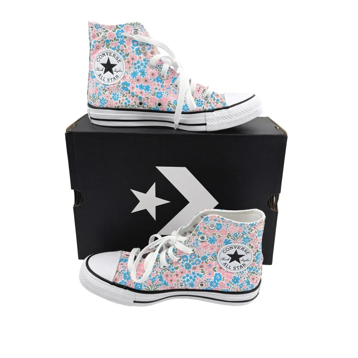 Converse Chuck Taylor All Star Womens 7 High Mini Flowers A14980F Sneakers