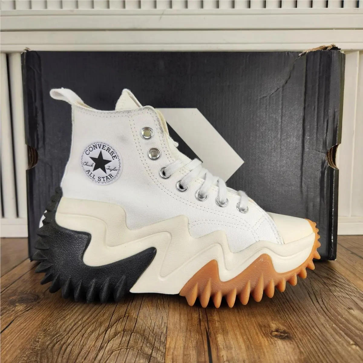 Converse Run Star Motion Hi Womens Sz 5 White Platform Sneakers Shoes 171546C