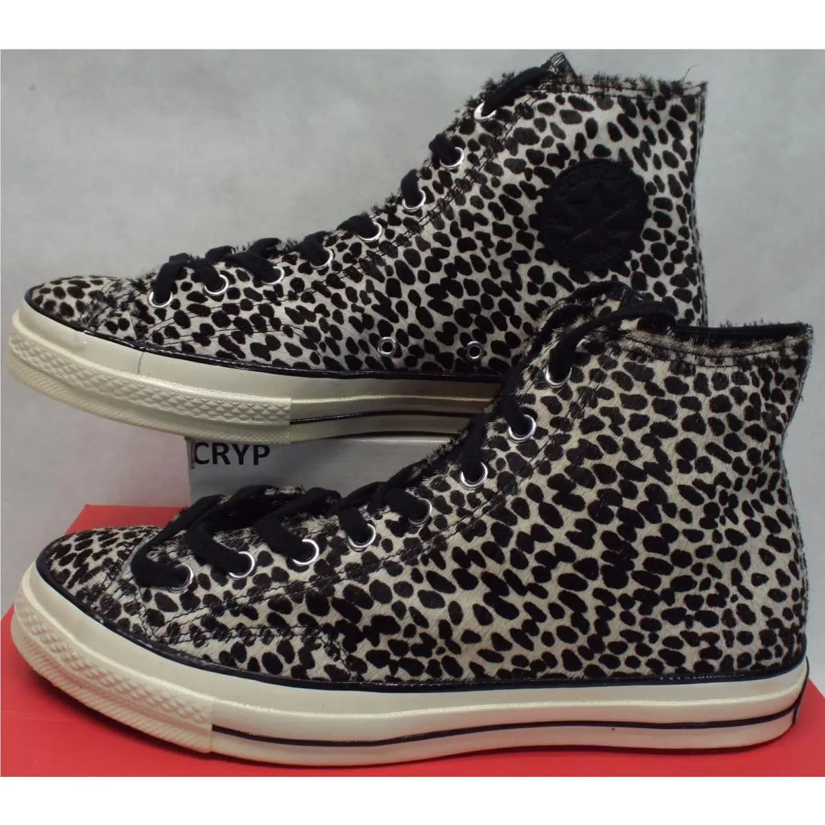 Mens 7 Womens 9 Converse Ctas 70 Hi Leopard Print Black Tan Shoes 157621C
