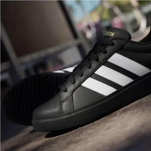 Adidas shoes - Core Black / Cloud White / Matte Gold 8