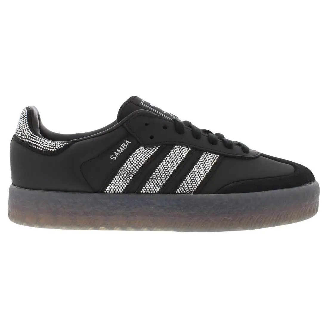 Adidas Sambae Leather Womens Shoes - Core Black/Silver Metallic/Gum 5, Main: Black